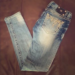 Faded light wash skinny sequin embellished Jean 27